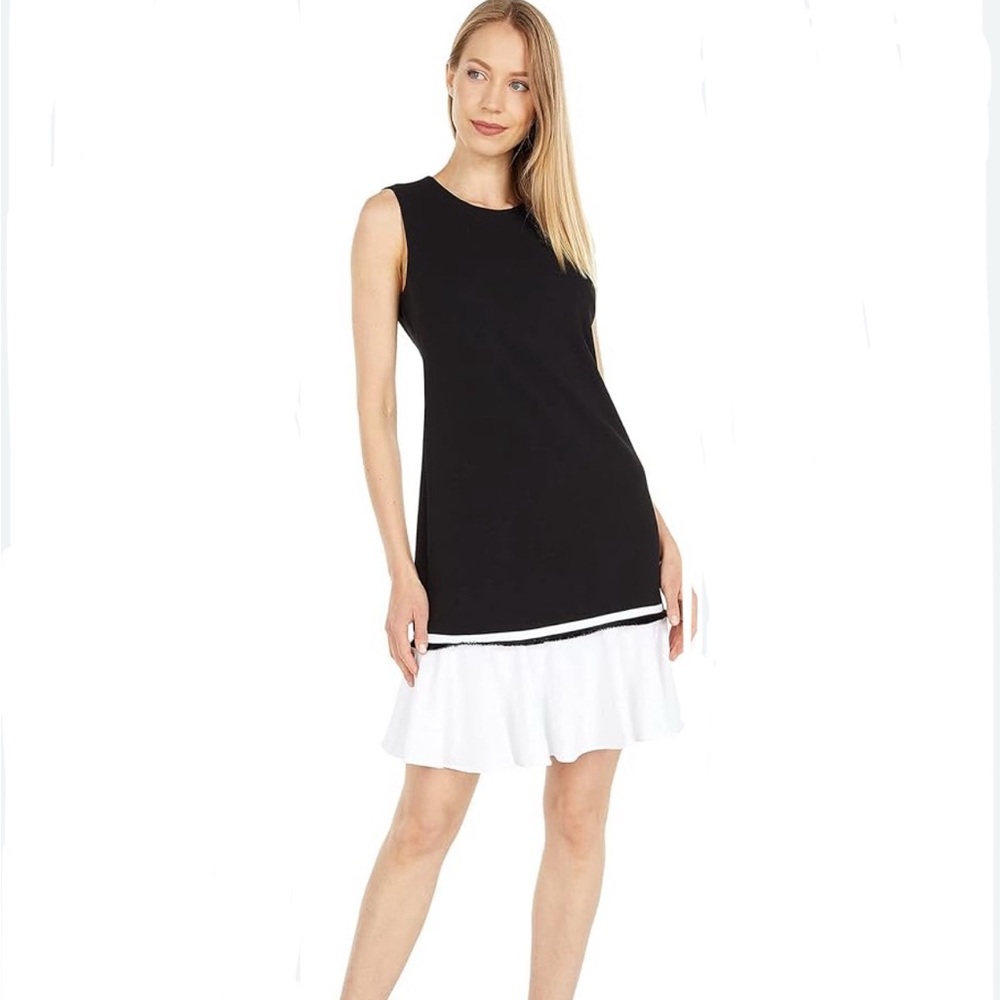 Calvin Klein Size 8 Black & White A Line Dress